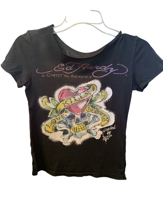 Ed Hardy Tops - Ed Hardy by Christian Audigier “Love Kills Slowly" Tattoo Design Painted by “ED”